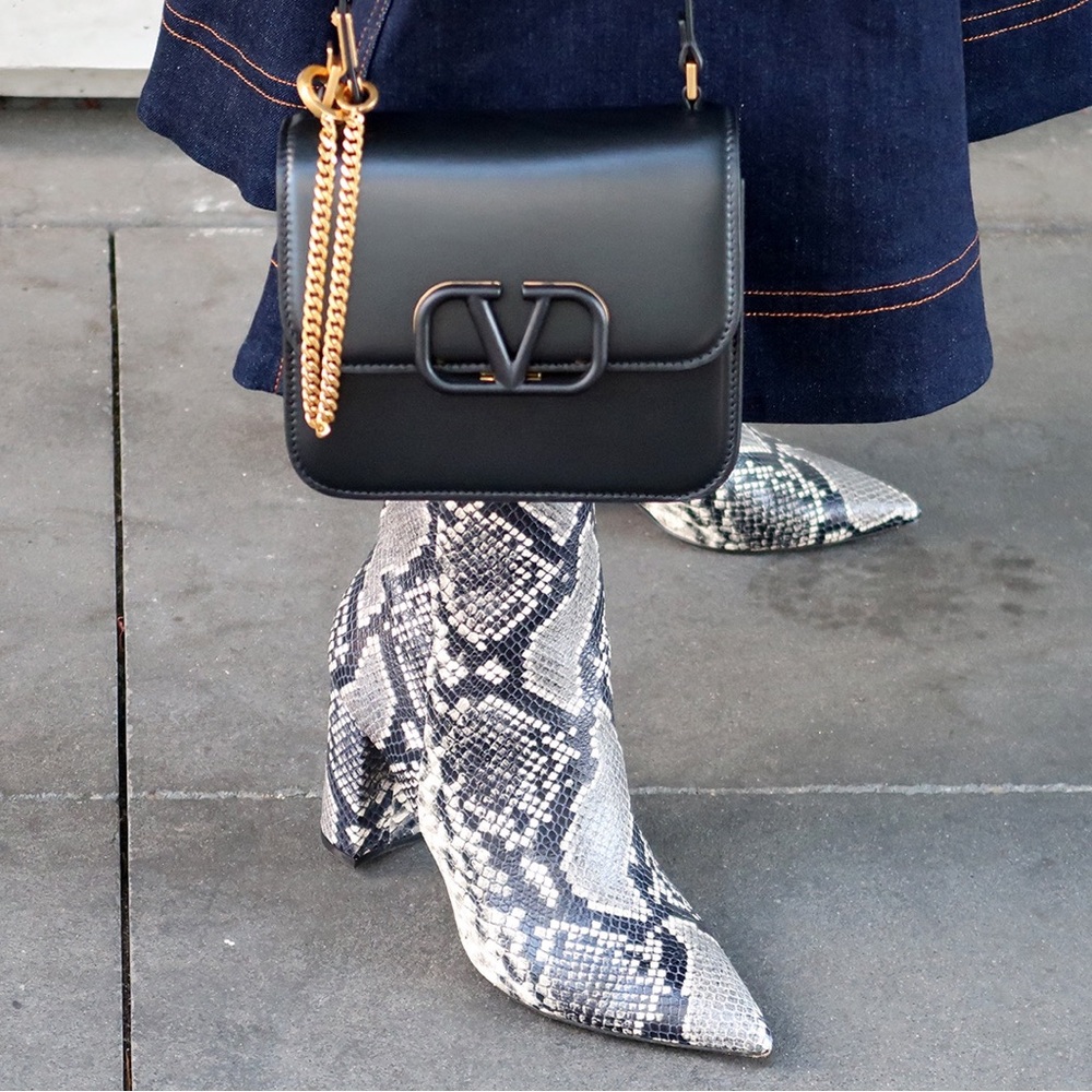 Valentino Garavani Small Vsling Black Leather Shoulder Bag